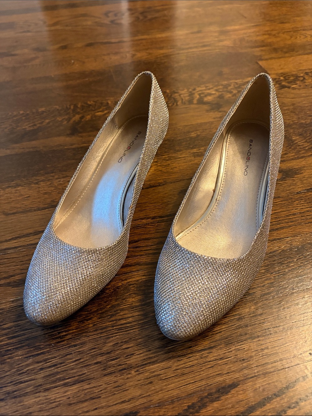 Bandolino Women's Glitter Pointed Pumps in Champagne Gold